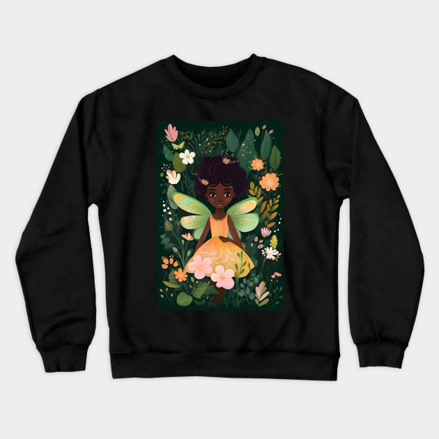 Cute Fairy in the Floral Garden2 Crewneck Sweatshirt by redwitchart